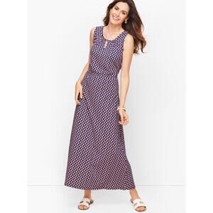 Talbots Daisy Print Jersey Maxi Dress Medium Beachy Coastal Resortwear Stretch